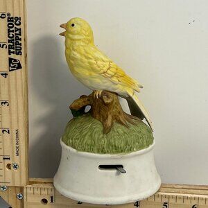 Vintage Gorham Yellow Canary Bird Music Box Japanese Decor 6 Inches
